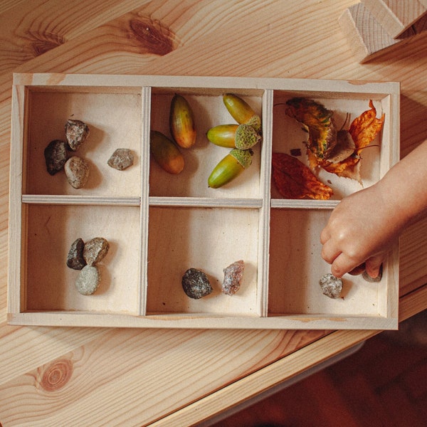 Sinnesbox aus Holz, Sinnesbox aus Holz, Sortierbox aus Holz, Spielzeug zum Sortieren für Kleinkinder, Sortierbox aus Holz, Sinnesbox für Kleinkind, Waldorf