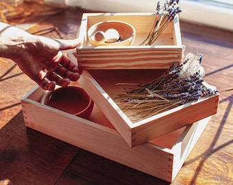 Wooden sensory trays, large sensory tray, medium sensory tray, small sensory tray, set of sensory trays, sensory bins set, 3 sensory trays