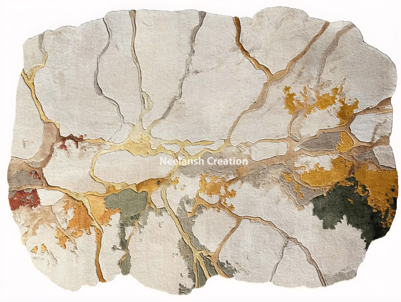 Handmade Wool Area Rug 8x10 – Abstract Earth Tones, Asymmetrical Design ...