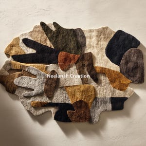 Handmade Abstract Wool Rug 8x10, Modern Irregular Design image 5
