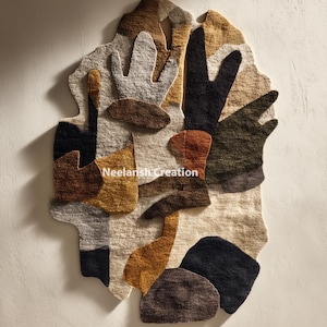 Handmade Abstract Wool Rug 8x10, Modern Irregular Design image 1