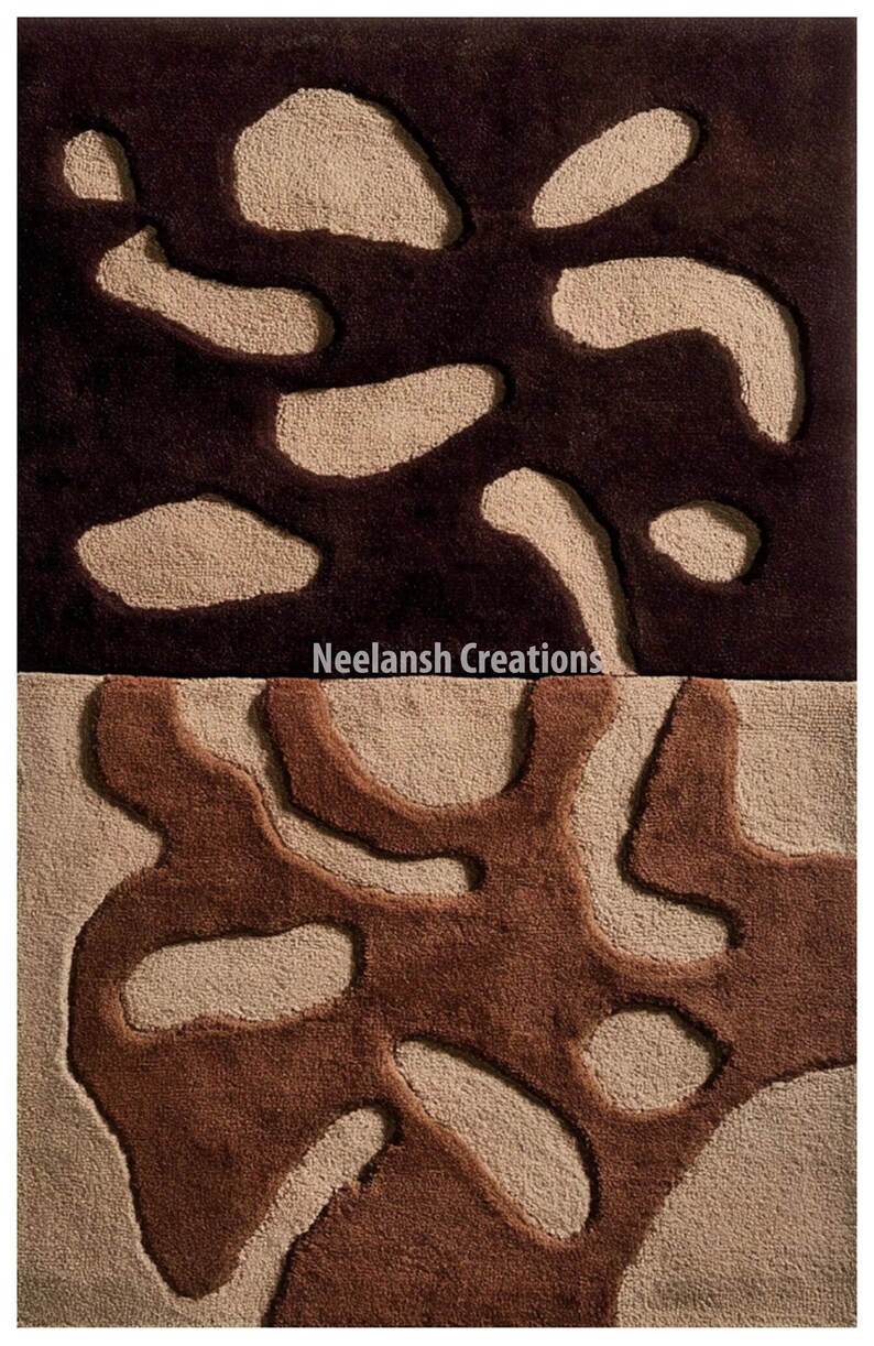 Alfombra moderna abstracta de lana de 9x12 – Decoración geométrica para el suelo imagen 6