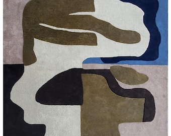 Modern Abstract Wool Rug 8x10 – Handwoven Area Carpet