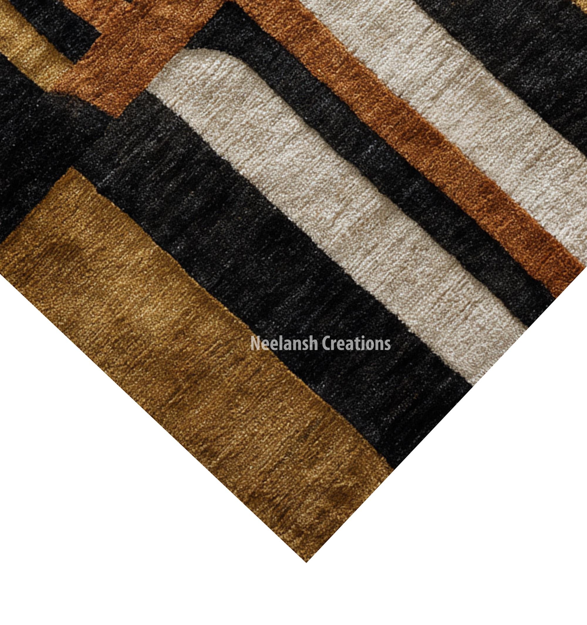 Handmade Wool Area Rug 8x10, Modern Striped Design - Etsy