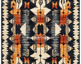 Handmade Geometric Wool Area Rug 9x12 – Modern Woven Carpet