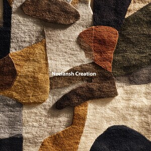 Handmade Abstract Wool Rug 8x10, Modern Irregular Design image 2