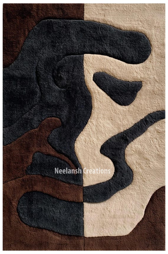 Modern Abstract Wool Rug 9x12 – Soft, Durable Area Carpet
