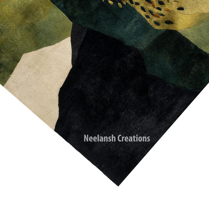 Handmade Abstract Wool Rug 9x12 Area Rug, Modern Durable Floor Decor, Soft Textured Carpet for Living Room & Bedroom image 6