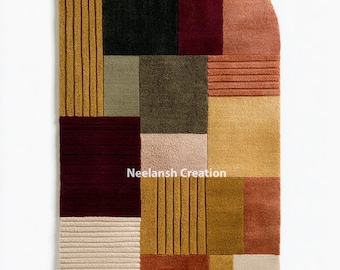 Handmade Multi-Color Wool Area Rug 8x10 – Modern Living Room Decor