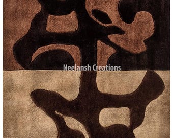Modern Abstract Wool Area Rug 8x10 - Handmade Living Room Carpet