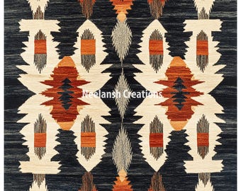 Handmade Geometric Wool Rug 8x10 | Durable Modern Carpet