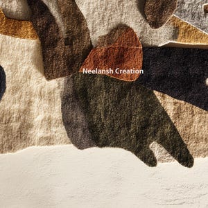Handmade Abstract Wool Rug 8x10, Modern Irregular Design image 3