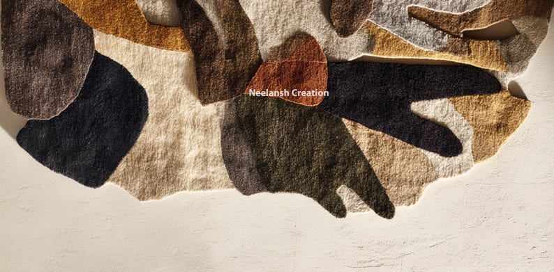 Handmade Abstract Wool Rug 8x10, Modern Irregular Design image 3