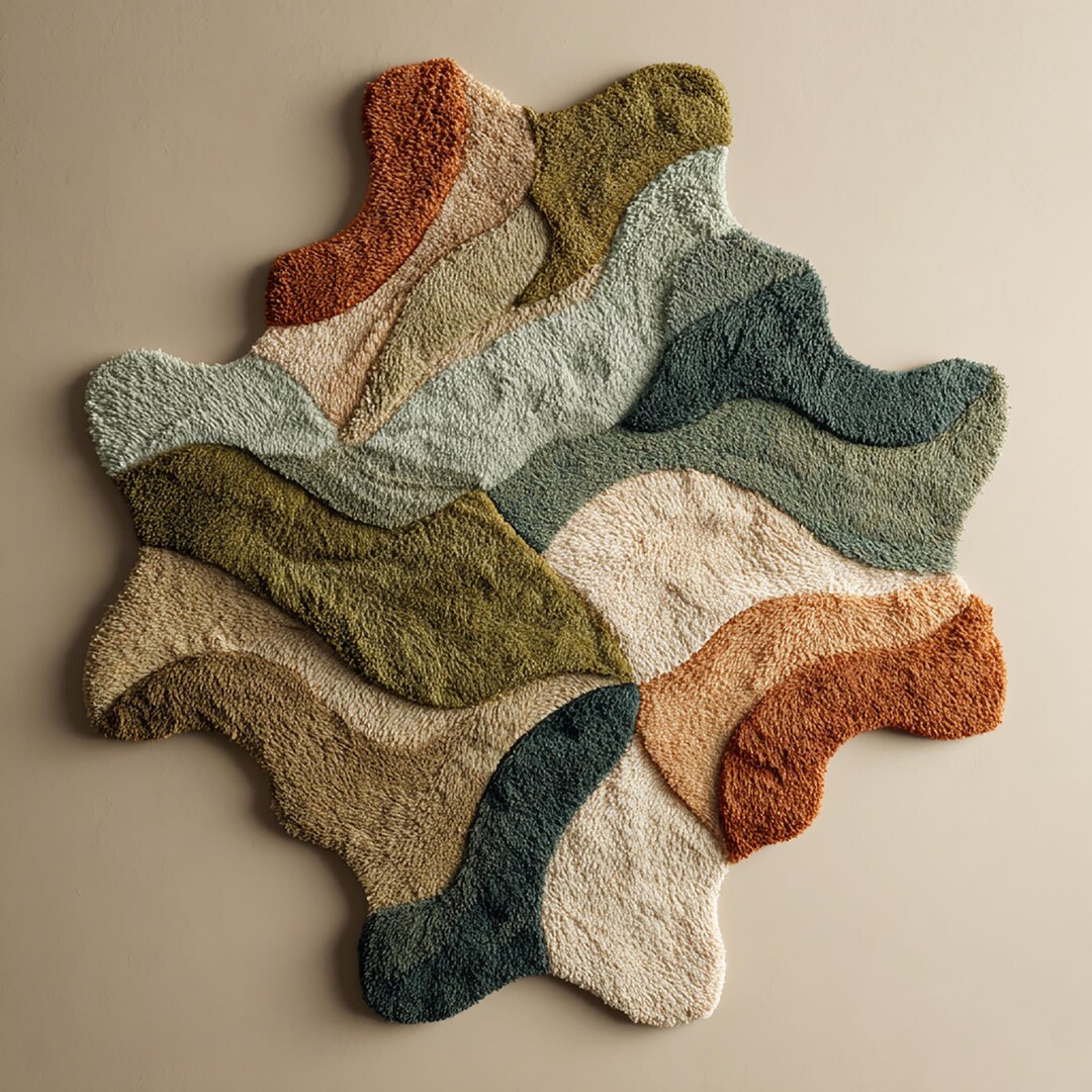 Modern Abstract Area Rug, Handwoven Plush Carpet, Removable Washable ...