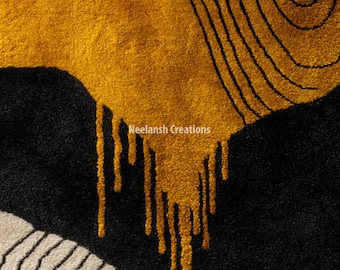 Handmade Abstract Wool Rug 9x12 – Modern Area Carpet