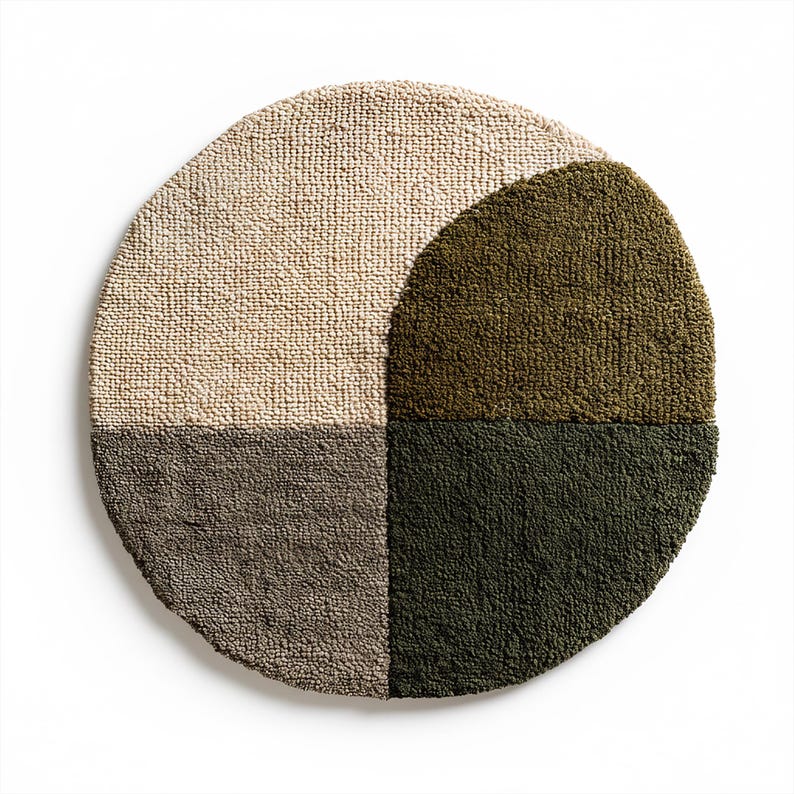 Hand Tufted Round Rug - Modern Abstract Geometric Design - Earth Tone ...