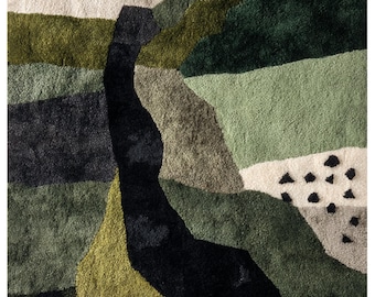 Handmade Wool Area Rug 9x12, Soft Thick Durable Fiber Carpet
