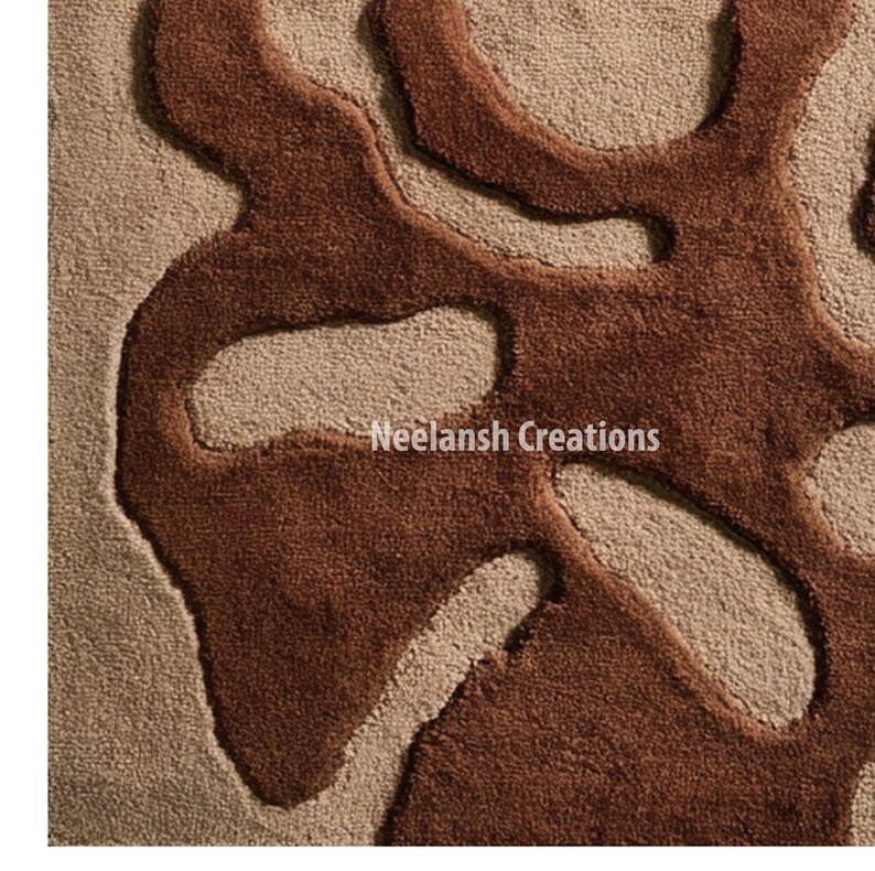 Alfombra moderna abstracta de lana de 9x12 – Decoración geométrica para el suelo imagen 2
