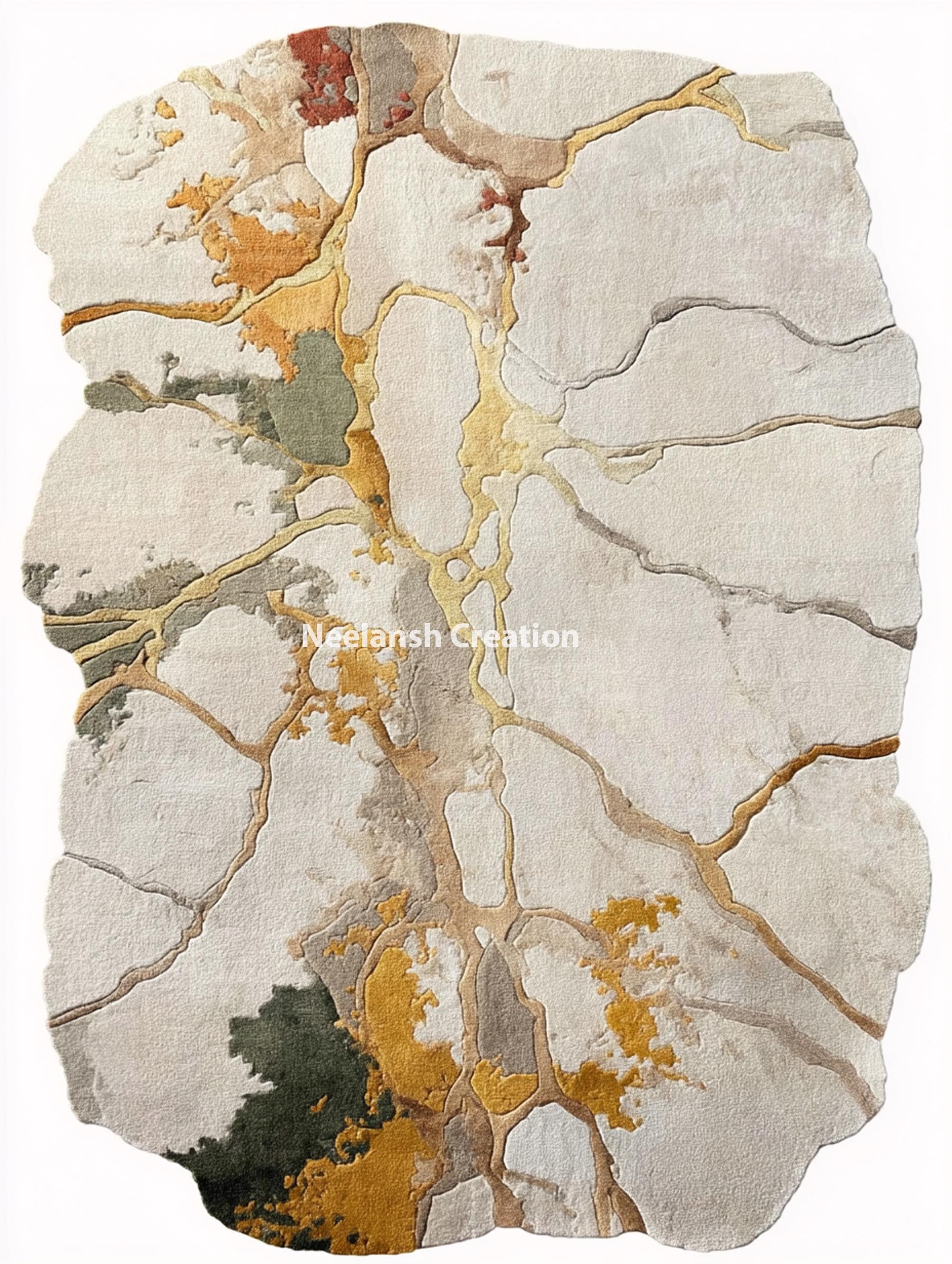 Handmade Wool Area Rug 8x10 – Abstract Earth Tones, Asymmetrical Design ...