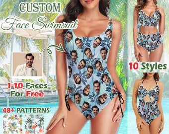 Personalized Face Bikini Swimsuit, Custom Photo Gift
