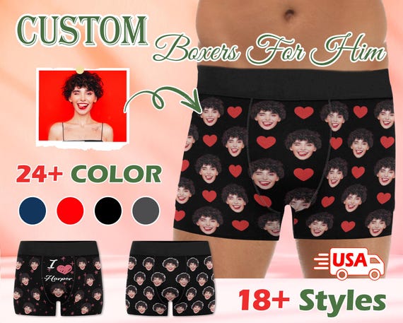 Custom Face Boxers for Husband Popular Anniversary GiftBoxers with Face Funny Underwear With Face  Custom Anniversary Gift For Him/Husband