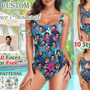 Custom Face Swimsuit, Custom Photo Bikini, Custom Face Swimsuit for Women, Beach Bachelorette Party Gifts，Face Bathing Suit,Custom Bikini