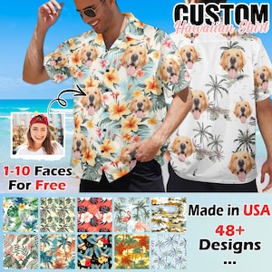 Personalized Men Face Hawaiian Shirt Custom Face Shirt Men&#39;s Hawaiian Shirt Summer Gift Faces Hawaiian Shirt Beach Party Hawaiian Shirt