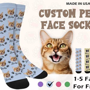 Custom Pet Face Socks Personalized Dog Christmas Gift Pet Socks Customized Cute Cat Face Socks Dog Photo Socks Funny Socks Pet Lover Gift