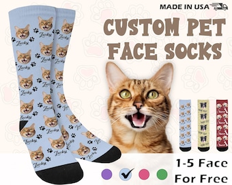 Custom Pet Face Socks Personalized Dog Christmas Gift Pet Socks Customized Cute Cat Face Socks Dog Photo Socks Funny Socks Pet Lover Gift