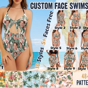 Personalized Bikini Sets,Women&#39;s Custom Face Swimsuits,  Women&#39;s Custom Swimsuits, Women&#39;s One-Piece Swimsuits，Bachelorette Party Favors