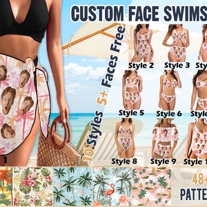 Custom Face Beach Swimsuit, Custom Women&#39;s Face Swimsuit,Custom Women&#39;s One-Piece Swimsuit,Personalized Bikini Set,Bachelorette Party Favors