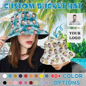 Custom Face Bucket Hat, Summer Bucket Hat, Custom Logo Hat, Custom Bucket Hat for Men/Women, Hawaiian Bucket Hat, Bachelorette Party Gifts