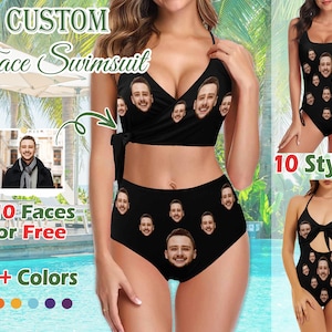 Custom Face Swimsuit, Summer Party Favor, Custom Bikini Swimsuit for Women, Custom Photo Bikini for Wife Custom One Piece Swimsuit for Women