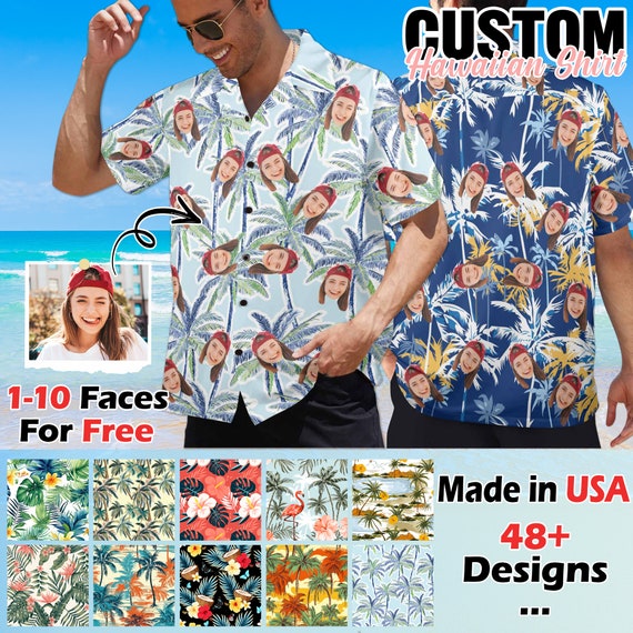 Custom Face Hawaiian Shirts Custom Face Shirts Men's Hawaiian Shirts Custom Face Shirts for Summer Gifts Anniversary/Birthday/Vacation Gifts