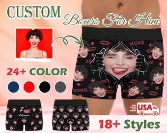 Valentines Day Gift for Husband/boyfriend Personalized Underwear with Photo Face Picture Print Boxer Briefs Photo Boxers Boxers with Face