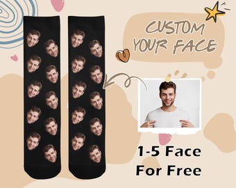 Custom Face Socks Custom Friend Photo Socks Funny Faces On Socks Custom Face Sock With Picture Picture Socks Face On Socks Father's Day Gift