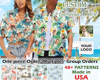 Custom Men/Women Face Hawaiian Shirt, Custom Men/Women Photo Hawaiian Shirt, Custom Printed Hawaiian Shirt, Custom Bachelorette Party Shirt