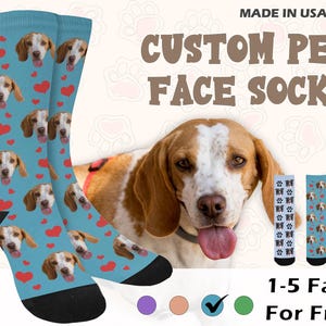 Custom Dog Socks - Put Your Cute Dog on Custom Socks Dog Lovers Dog GIft Custom Dog Gift Socks Custom Funny Photos Socks Cute Dog on Socks