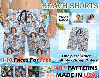 Custom Face Swim Trunks Custom Photo Men's Beach Swim Trunks Bachelor Party Holiday Gifts Custom Hawaiian Shorts Anniversary Gift for Him