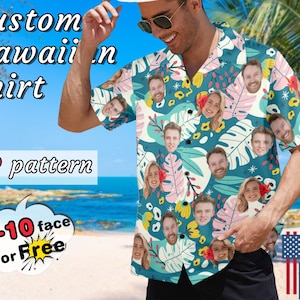 Personalized Aloha Hawaiian Shirt Custom Face Shirt Picture Hawaiian Shirt For Men Custom Button Shirt With Logo/Text For Party Gift For Him