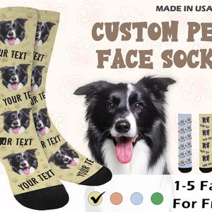 Personalized Cute Dog Socks Custom Pet Socks Custom Dog Claw Socks Put Your Cute Dog/Cat Faces on Custom Funny Socks for Dad Christmas Gifts