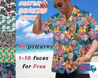 Custom Hawaiian Shirt for Men Personalized Tropical Vacation Gift for Him Custom Name Shirt Print Shirt Hawaii Resort Wear Father's Day Gift