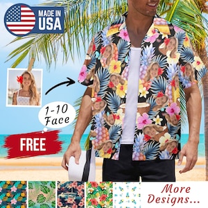 Custom Hawaiian Shirt with Photo Personalized Hawaii Shirt with Face/logo/text Vacation Tropical Shirt for Men Pet Face Shirt Gift for Him