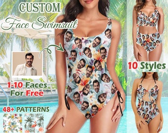Personalized Bridal Face Swimsuit,Custom One Piece Swimsuit, Bachelorette Swimsuit, Women's Team Swimsuit, Gifts for Girlfriend ,Summer Gift
