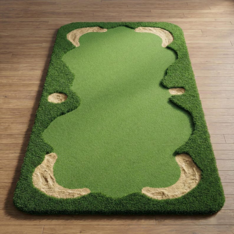 Green Grass Hand Tufted Rug, Modern Golf Course Wool Rugs for Living ...