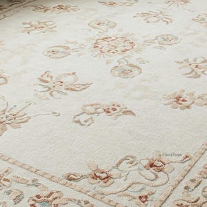Hand Tufted Floral Wool Rug, off White Scalloped Flower Area Rugs - Etsy