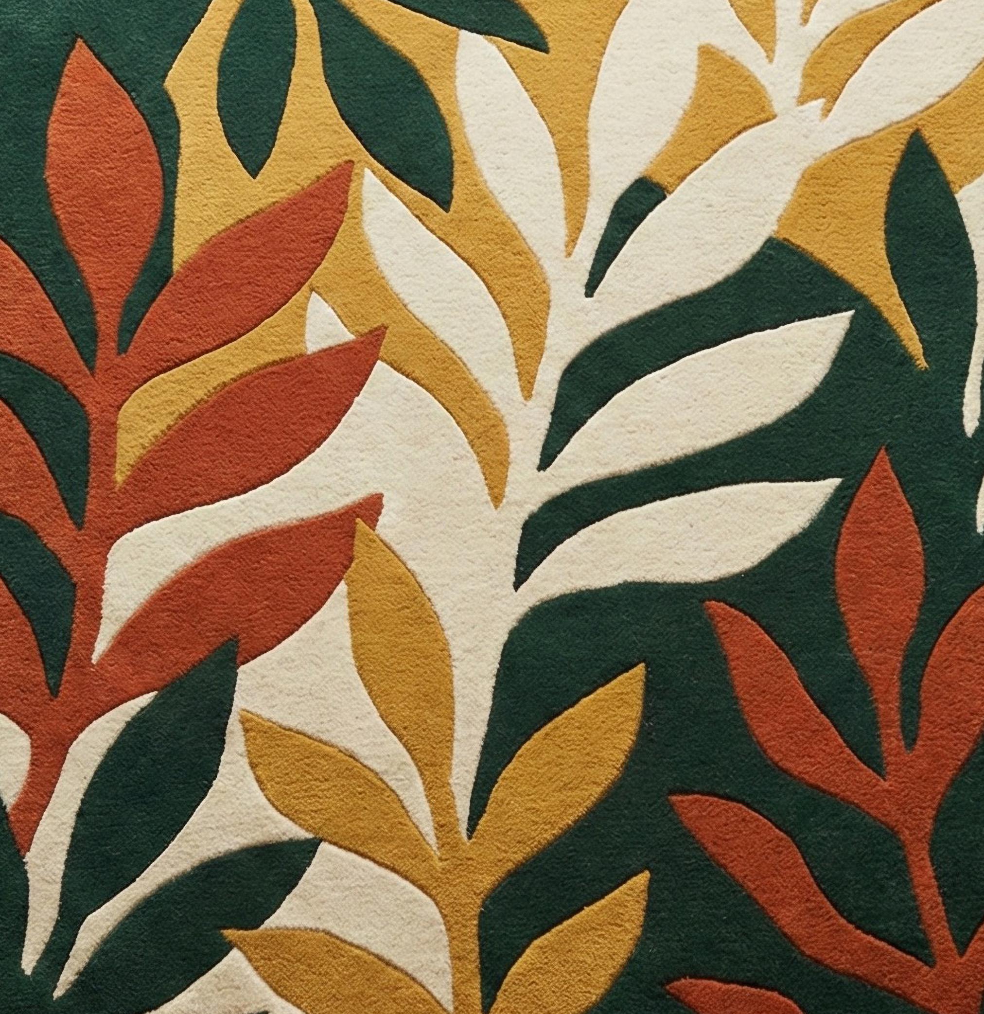 Colorful Leaf Hand Tufted Wool Rug, Modern Botanical Custom Area Rugs ...