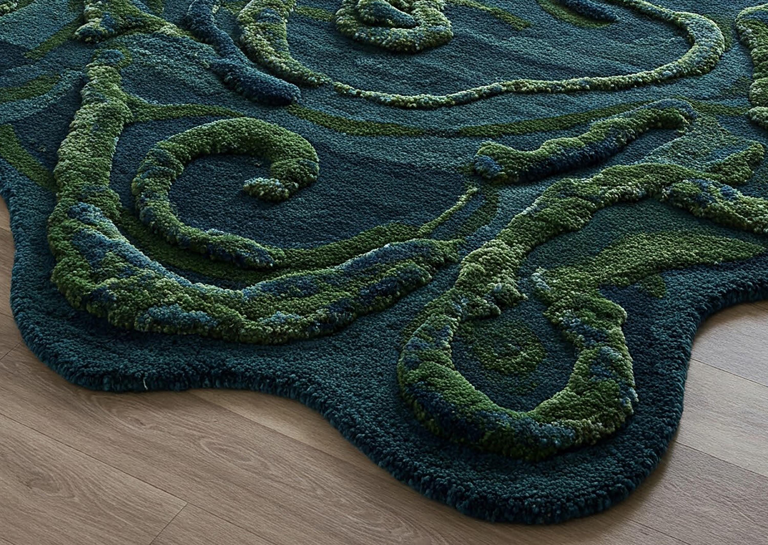 Irish Bar Rug Irish Green Hand Tufted Wool Rug, Irregular Amoeba Custom Area Rugs for ...