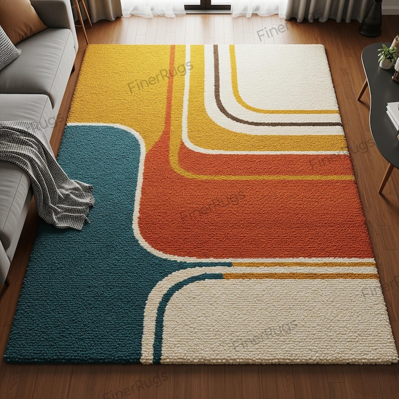 Colorful Wool Rugs
Hand Tufted Rugs
Abstract Modern Rug
Retro Area Rug
Rug for Bedroom
Unique Handmade Rug
Custom Floor Rugs
Soft Pile Carpet
Living Room Carpet
Mid Century Rug
Birthday Rugs
Yellow Orange Rugs
Large Tufted Rug