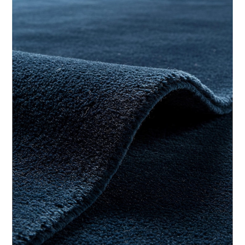 Deep Navy Blue Wool Rug, Solid Hand Tufted Area Rugs for Living Room - Etsy